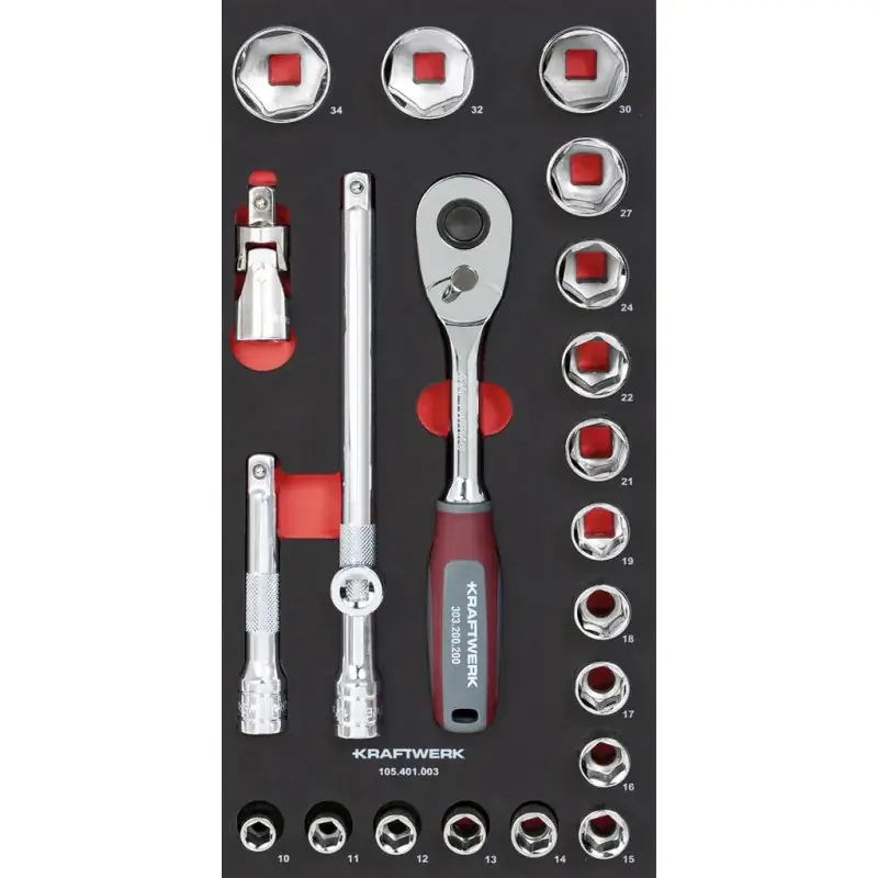 Retour Gratuit Module de douilles 1/2" PRO LINE, 22 pièces, 40x20 - KRAFTWERK 105.401.003