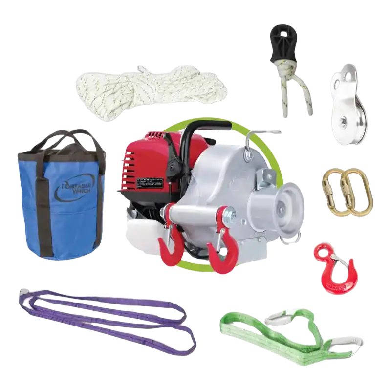 Commander Maintenant Treuil de tirage à essence GX35, force 700 KG, avec 9 accessoires Portable Winch – PCW3000-A