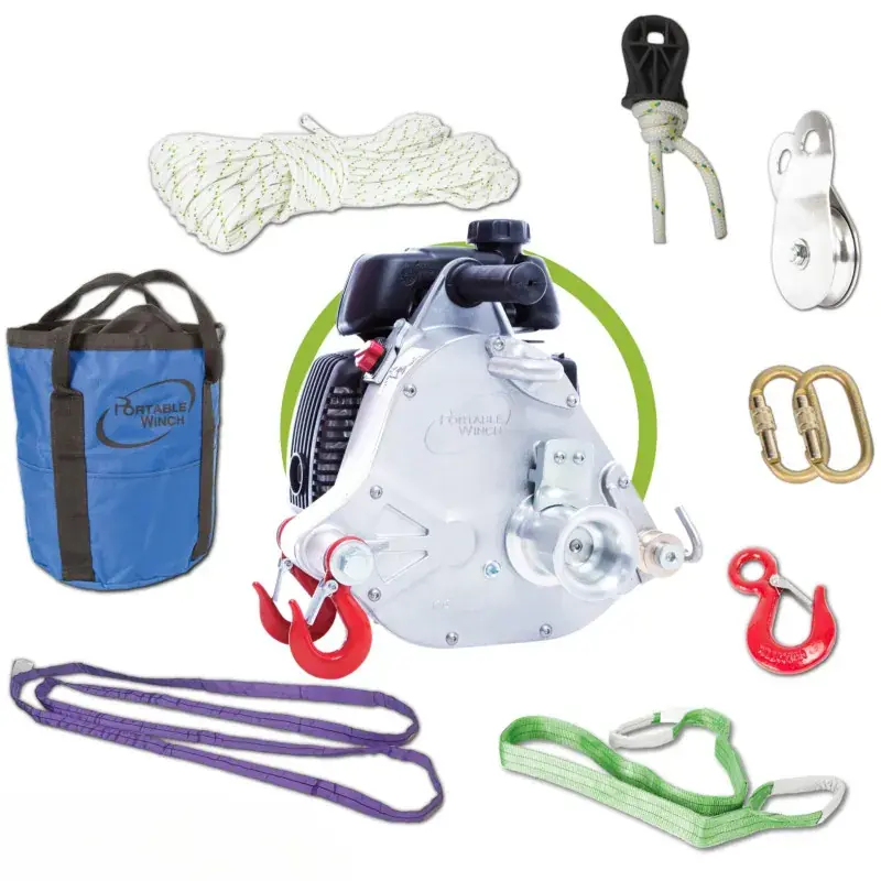 Paiement Sécurisé Treuil de tirage à essence GXH50 CC, Force 1000 KG, avec 9 accessoires Portable Winch – POW-PCW5000-A