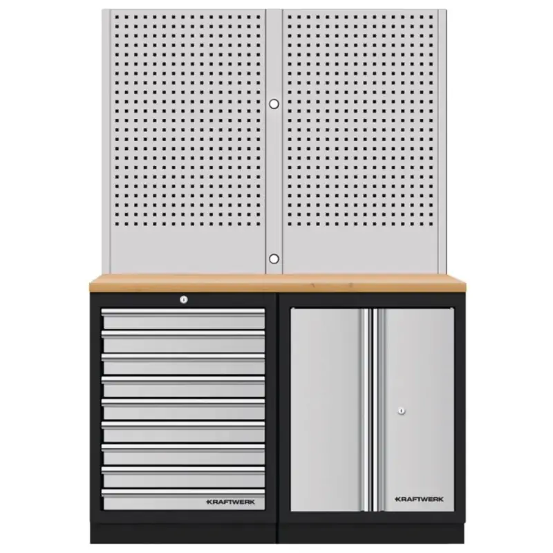 Réduction Mobilier d‘atelier 2 éléments combi-standard + panneaux perforés MOBILIO - KRAFTWERK 3964K-9S-W