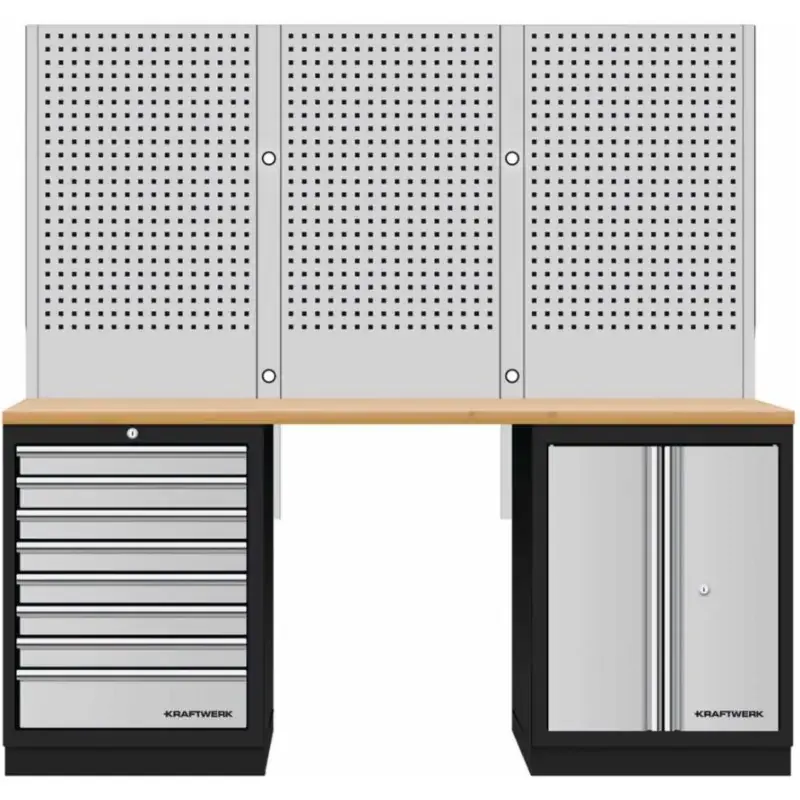 Commande En Gros Mobilier d‘atelier 2 éléments + panneaux perforés combi-standard MOBILIO - KRAFTWERK 3964K-80S-W