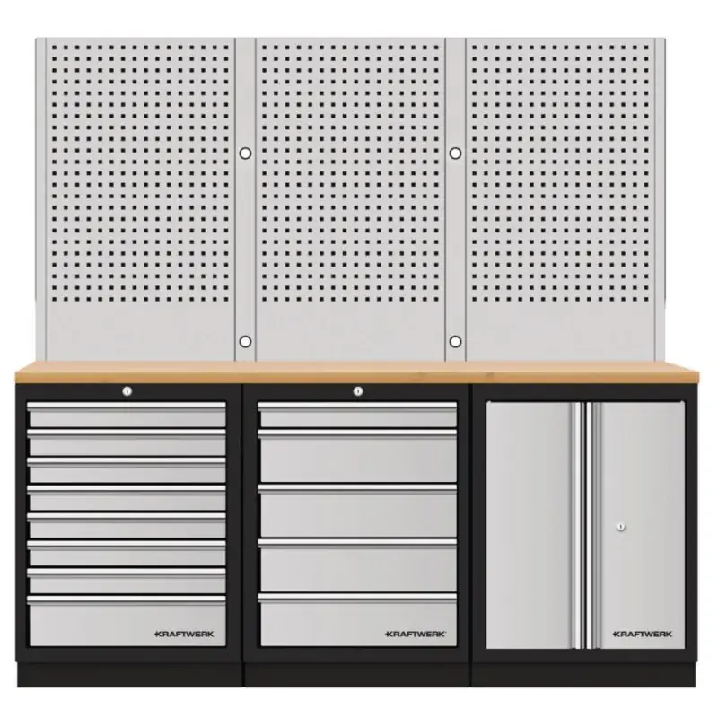 Nouvelle Collection Mobilier d‘atelier 3 éléments + panneaux perforés combi-standard MOBILIO - KRAFTWERK 3964K-85S-W