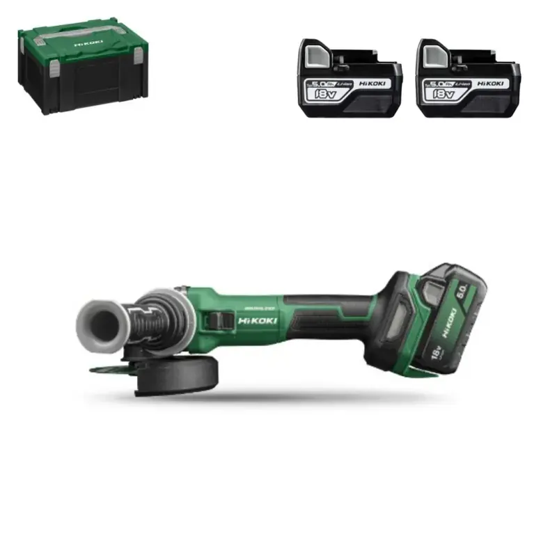 Achetez Aujourd&rsquo;hui Meuleuse 125mm 18 V 5.0Ah Brushless avec interrupteur homme mort 2 batteries et 1 coffret Hitcase HIKOKI – G1813DFWQZ