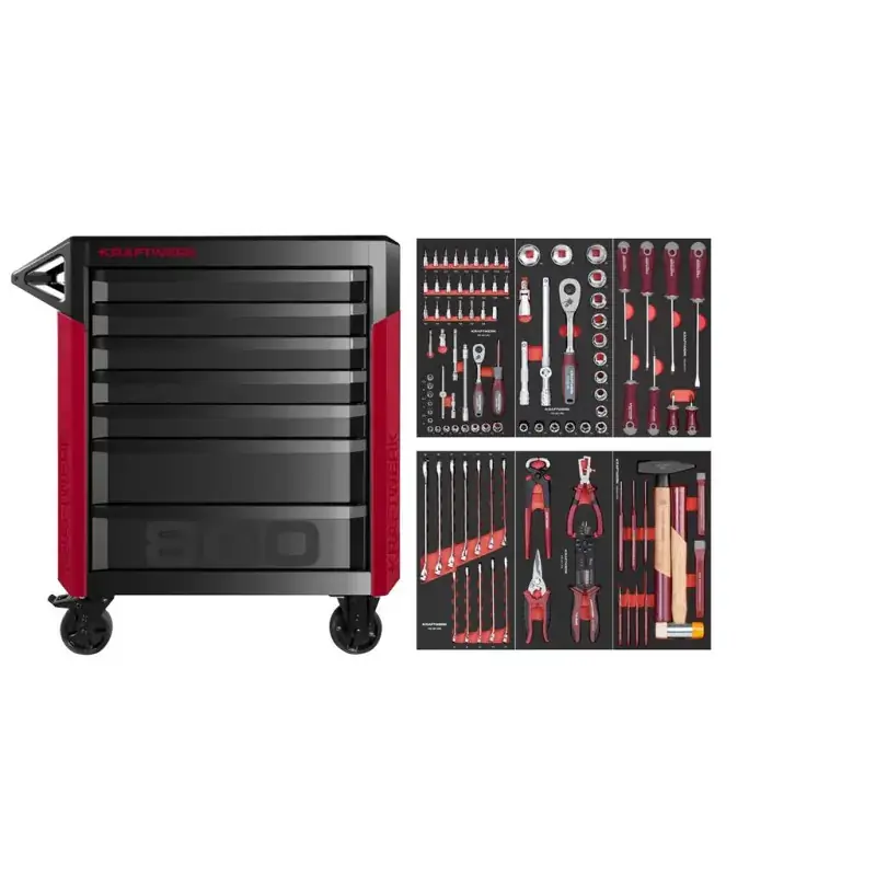 Servante d‘atelier Pro line PT800 7 tiroirs équipée de 103 pièces KRAFTWERK - 102.417.001 Populaire