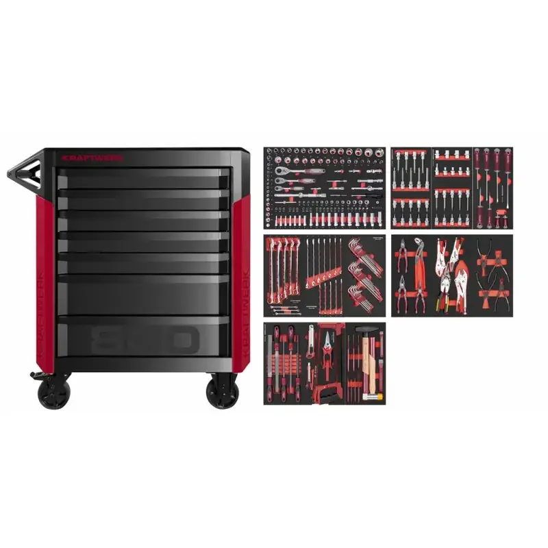 Servante d‘atelier Pro line PT800 7 tiroirs équipée de 274 pièces KRAFTWERK 102.417.006 Prix Choc
