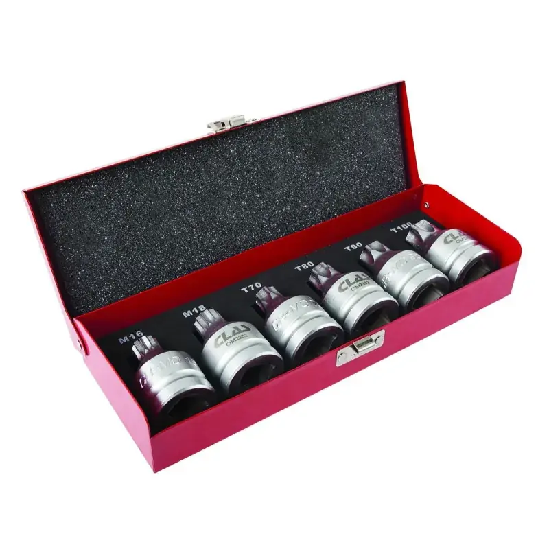 Coffret douilles embouts pl 3/4" xzn 6-18 torx t70-t100 (6 pcs) CLAS OM 2332 Usine Directe