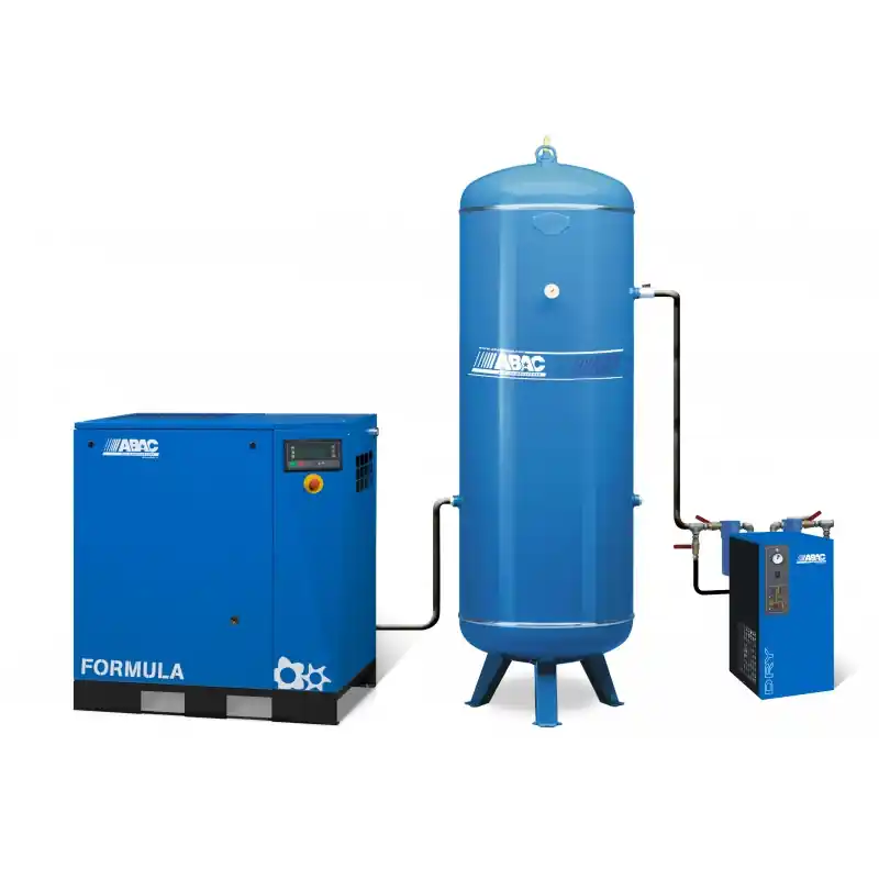 Compresseur d‘air rotatif à vis, réservoir 500L, sécheur 60m3/h, 7,5CV, 400V Tri, 42,1m3/h, 10bar ABAC – COMPLET FORM 07 10 Vente Flash