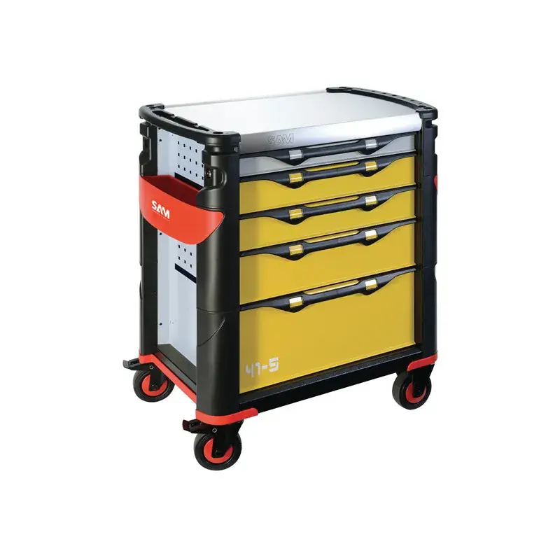 Usine Directe Servante 41 - 5 Tiroirs - Jaune - Plateau Inox Sam Outillage - 415Hren