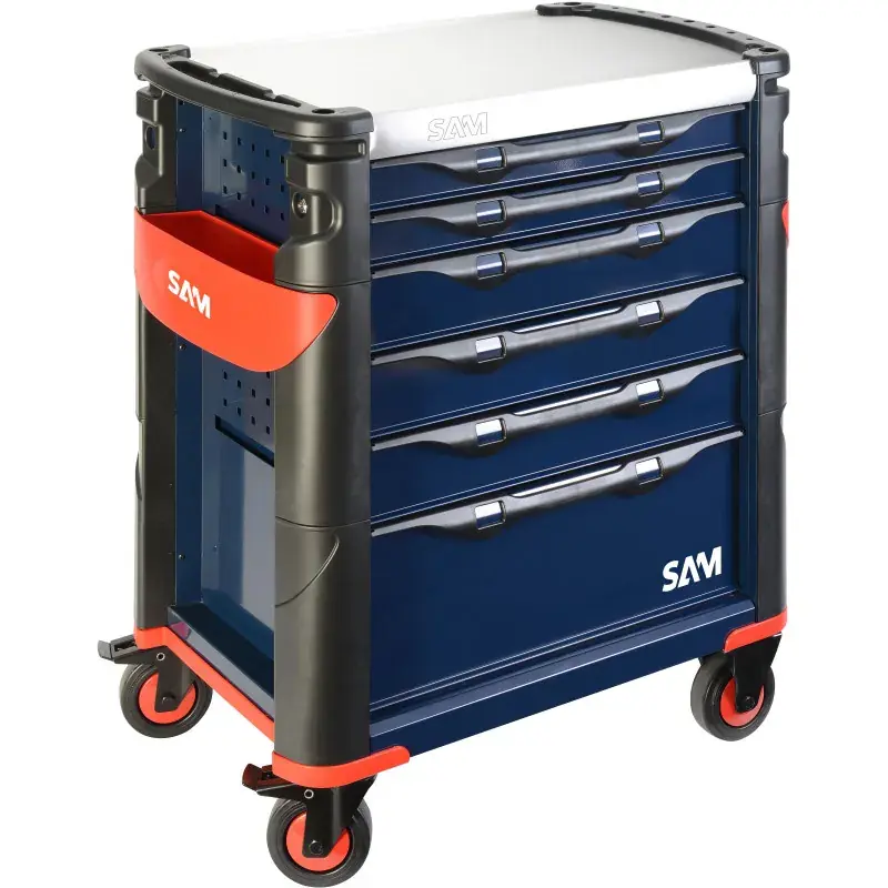 Dernière Chance Servante 41 - 6 Tiroirs - Bleue - Plateau Inox Sam Outillage - 416Hb