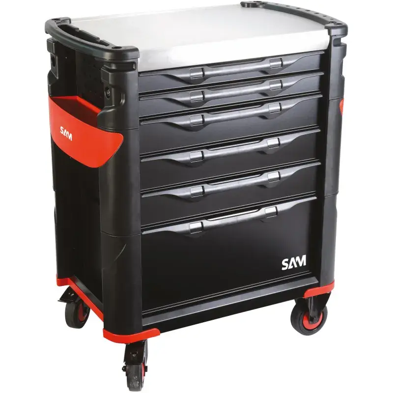 Commander Vite Servante 41 - 6 Tiroirs - Noire - Plateau Inox Sam Outillage - 416Hk