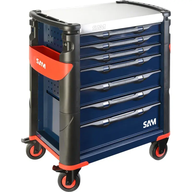 Commander Vite Servante 41 – 7 Tiroirs – Bleue – Plateau Inox Sam Outillage – 417Hb
