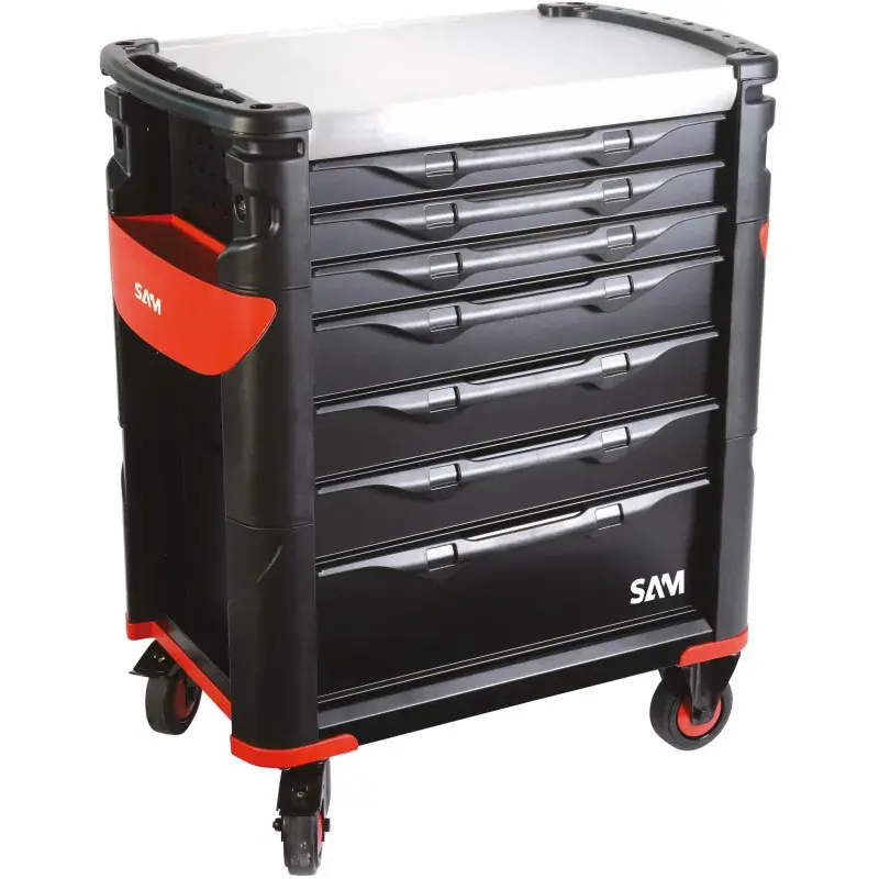 Offre Du Jour Servante 41 – 7 Tiroirs – Noire – Plateau Inox Sam Outillage – 417Hk