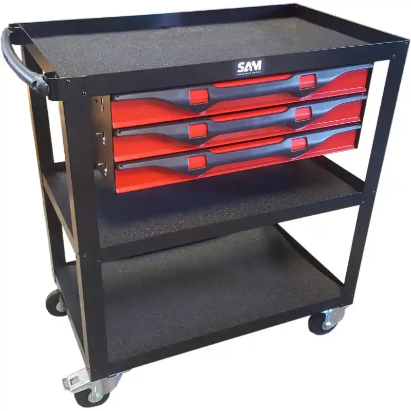 Servante – 3 Plateaux Avec 3 Tiroirs Sam Outillage – Servi-3P3T Marque