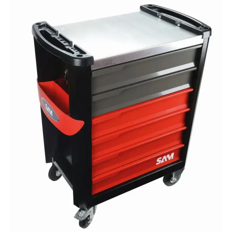 Retour Gratuit Servante 30N – 6 Tiroirs – Rouge – Plateau Acier Galvanise Sam Outillage – Servi-630N
