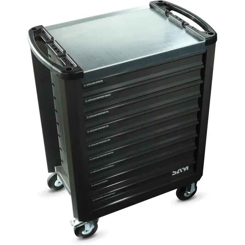 Servante 30N – 9 Tiroirs – Grise – Plateau Acier Galvanise Sam Outillage – Servi-930N-Gr Quantité Limitée