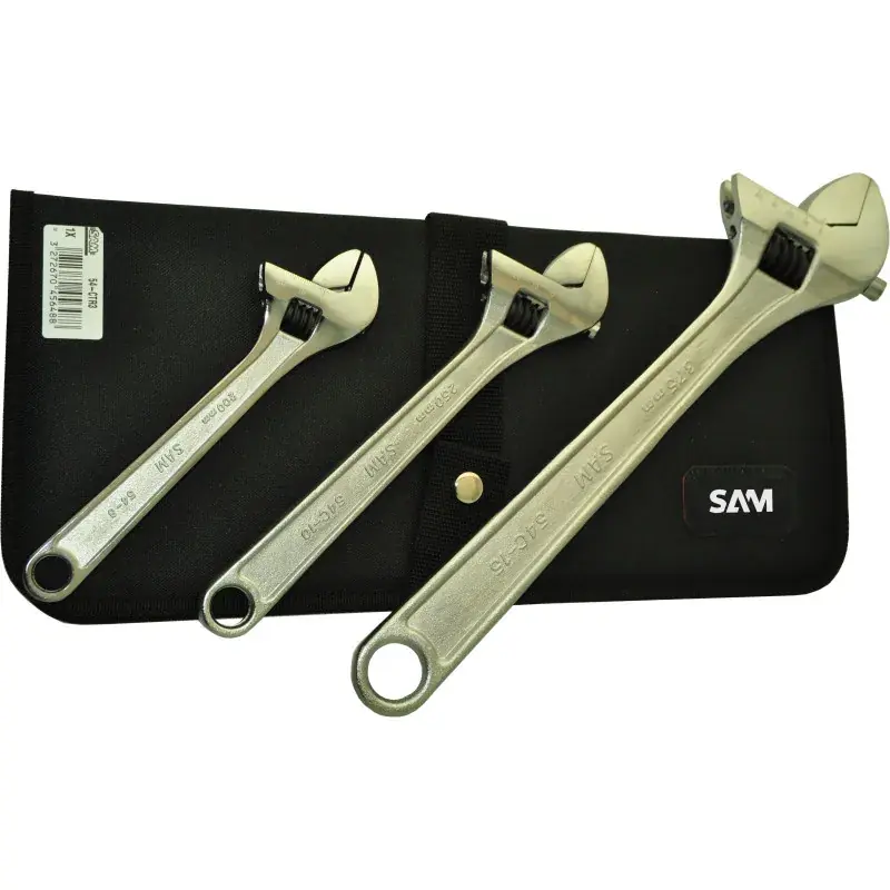 Clé A Molette Chromée 6‘‘ 8‘‘ 10‘‘ – Trousse De 3 Sam Outillage – 54-Ctr3 Commander Vite