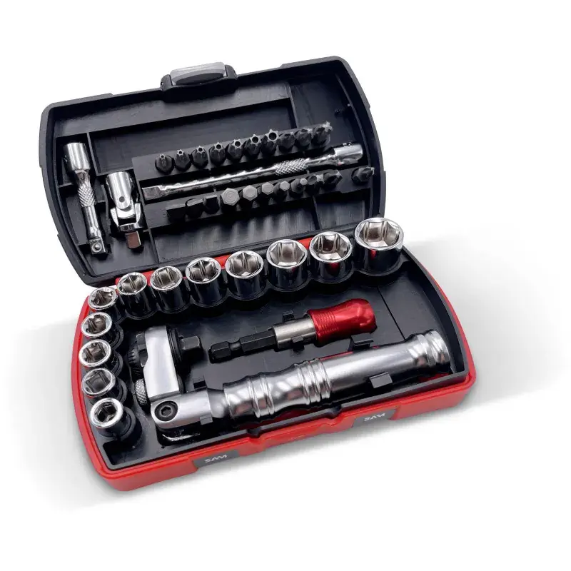Coffret Douilles 39 Outils 1/4‘‘ Avec Cliquet Telescopique SAM Outillage - 73-R39-2 Dernière Chance