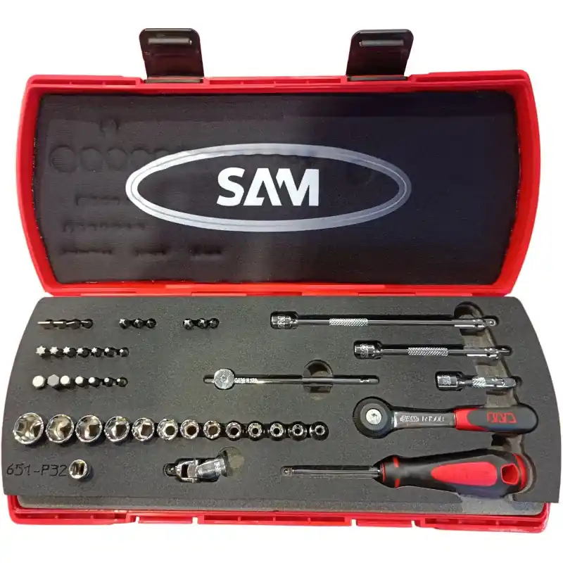 Solde Coffret Bi-Matiere Douilles Et Accessoires 1/4‘‘ - 45 Outils SAM Outillage - 73-R45