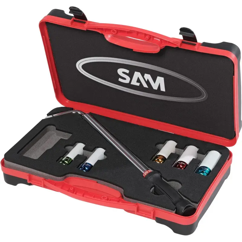 Clé Dynamométrique 1/2‘‘ 120 Nm + Douille 15-17-19-21-22 Mm En Coffret SAM Outillage - 222-89-J6 Vente Directe