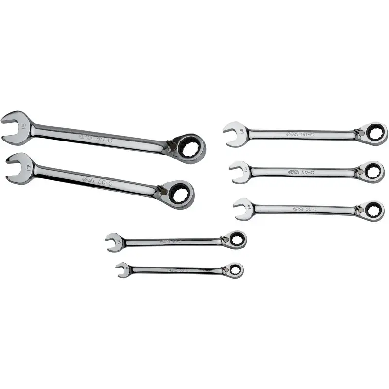 Cle Mixte A Cliquet Brillante Sd De 8 A 19 Mm - Jeu De 7 SAM Outillage - 50-C-J7 Commande En Gros