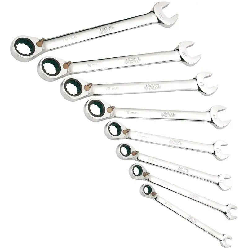 Cle Mixte A Cliquet Brillante Sd De 8 A 19 Mm - Jeu De 8 SAM Outillage - 50-C-J8 Prix Bas