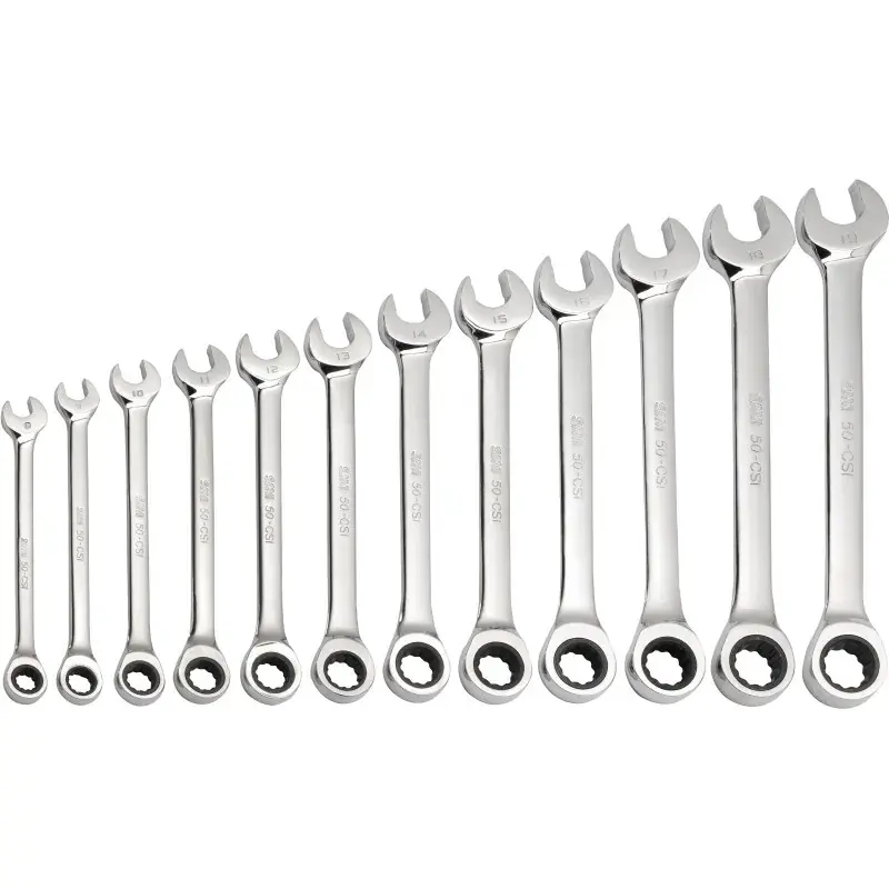 Cle Mixte A Cliquet De 8 A 19 Mm - Jeu De 12 SAM Outillage - 50-CSI-J12 Offre Du Jour