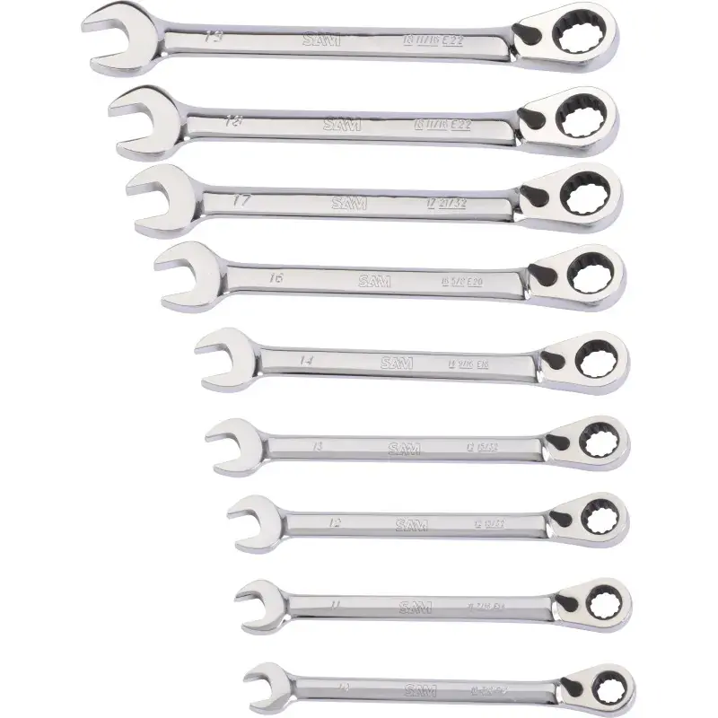 Cle Mixte A Cliquet Multi-Empreintes - Jeu De 9 SAM Outillage - 50-HCJ9 Promotion Saisonnière