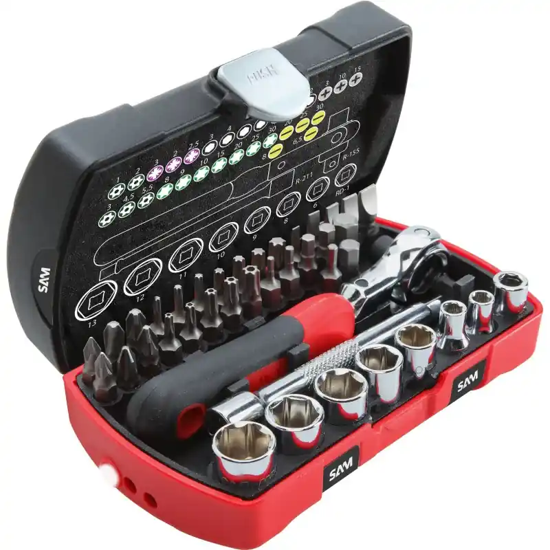 Jusqu'à Épuisement Des Stocks Coffret Serrage-Vissage 40 Outils 1/4‘‘ SAM Outillage - 73-R40