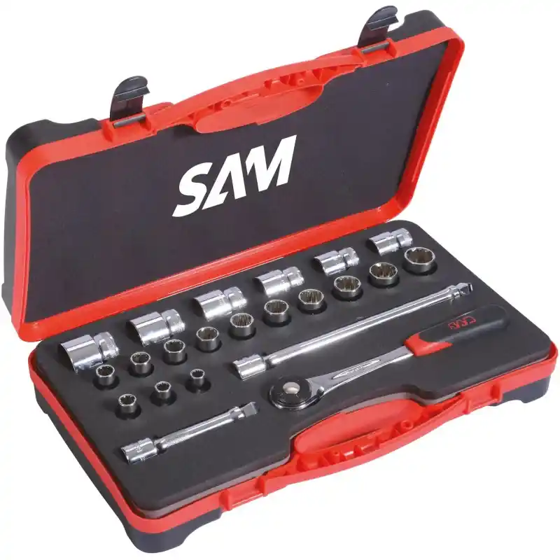 Bon Marché Douilles 22 Outils Profil Carre 1/2‘‘ En Coffret SAM Outillage - 75-CSDH-22