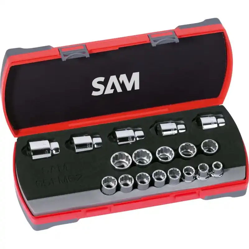 Certifié Douilles 1/2‘‘ 12 Pans – Coffret De 17 SAM Outillage – 75-SP18A