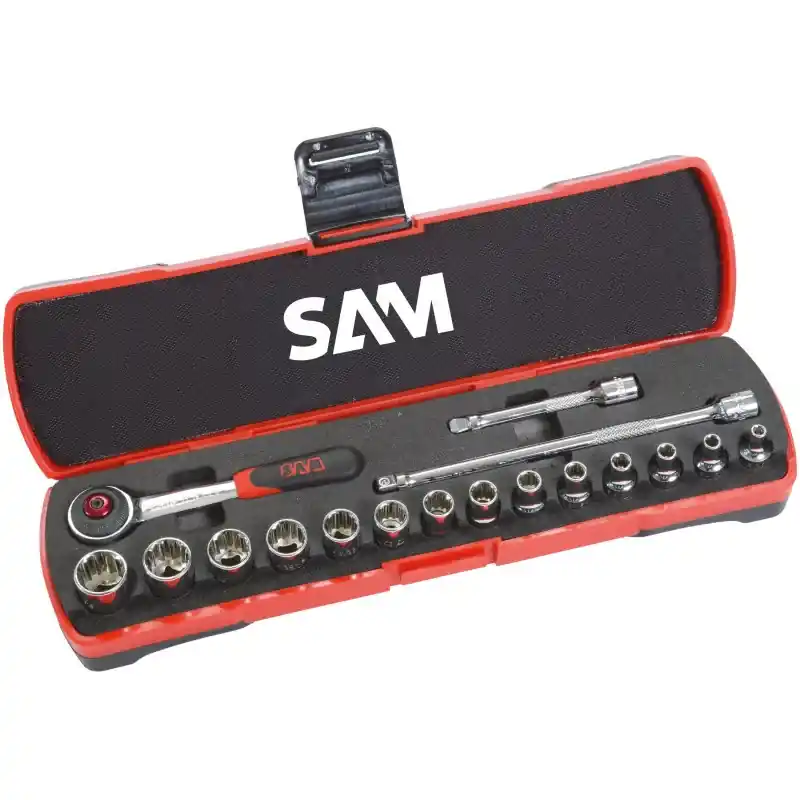 Douille Tout Profil Carre 1/4‘‘ En Coffret SAM Outillage - 73-CRDH-18 Top Vente