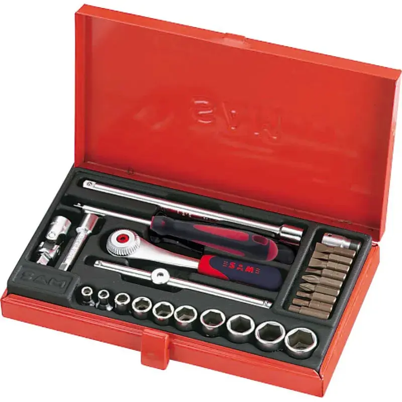 Douilles Et Accessoires 1/4‘‘ - Coffret De 26 SAM Outillage - 73-RP26 Vente Directe