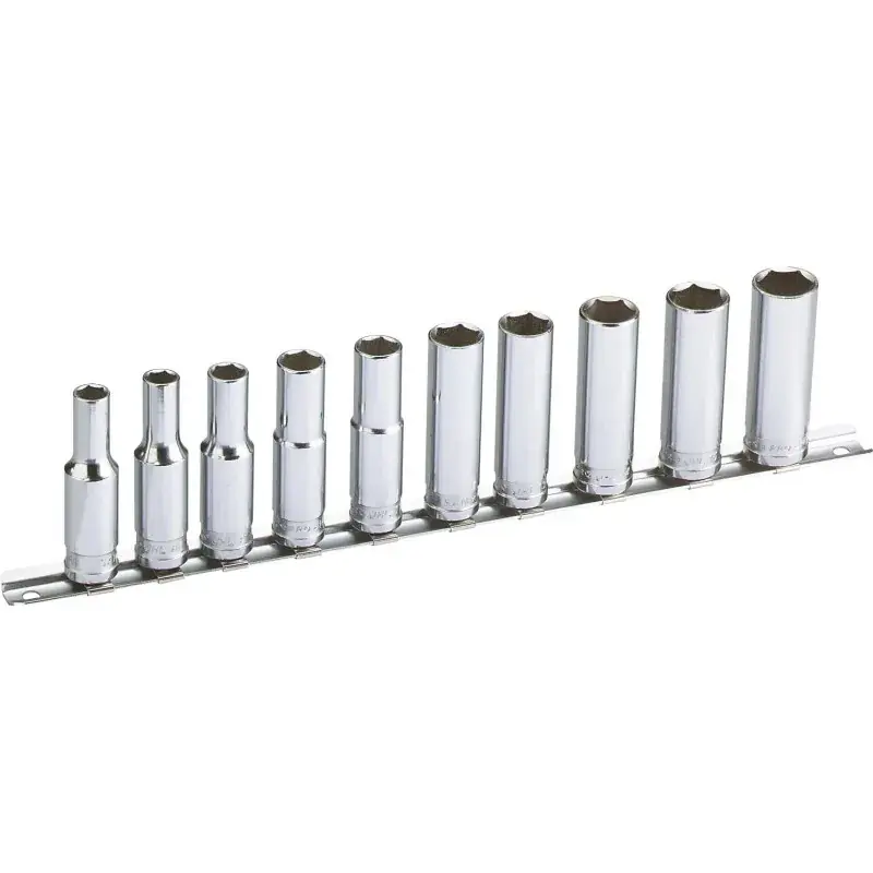 Pas Cher Douille 3/8‘‘ Longue – 6 Pans – Jeu De 10 SAM Outillage – JHL-10R