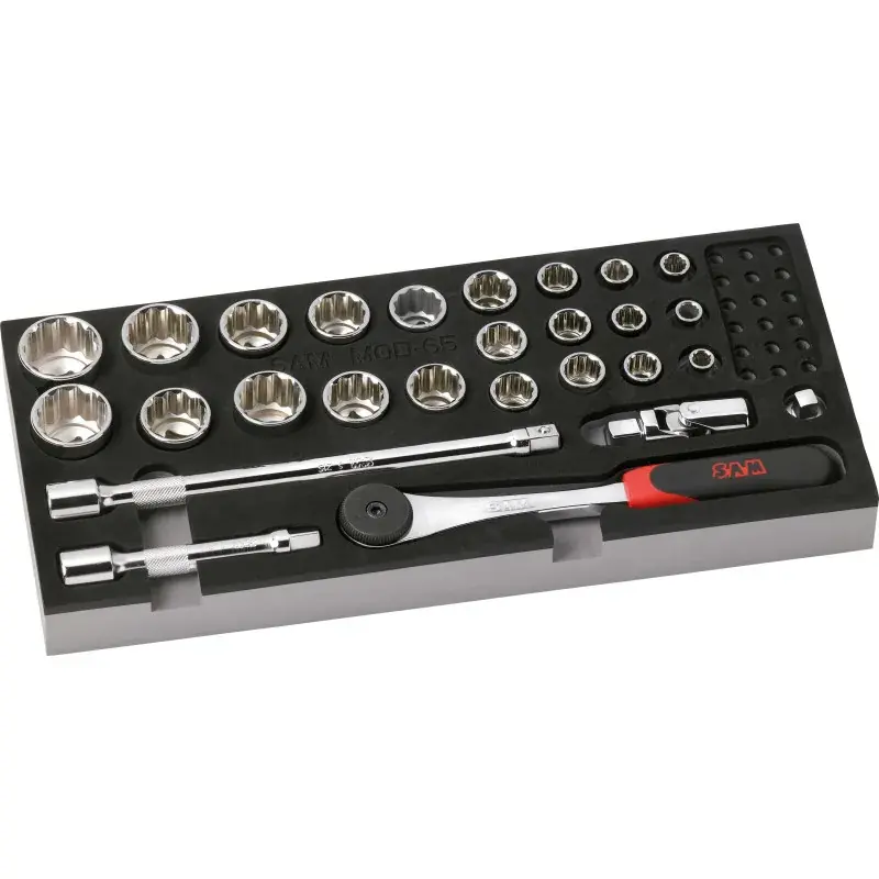 Promotion Saisonnière Module Mousse 1/3 De 27 Outils 1/2‘‘ 12 Pans En Mm SAM Outillage - 75-S27MM