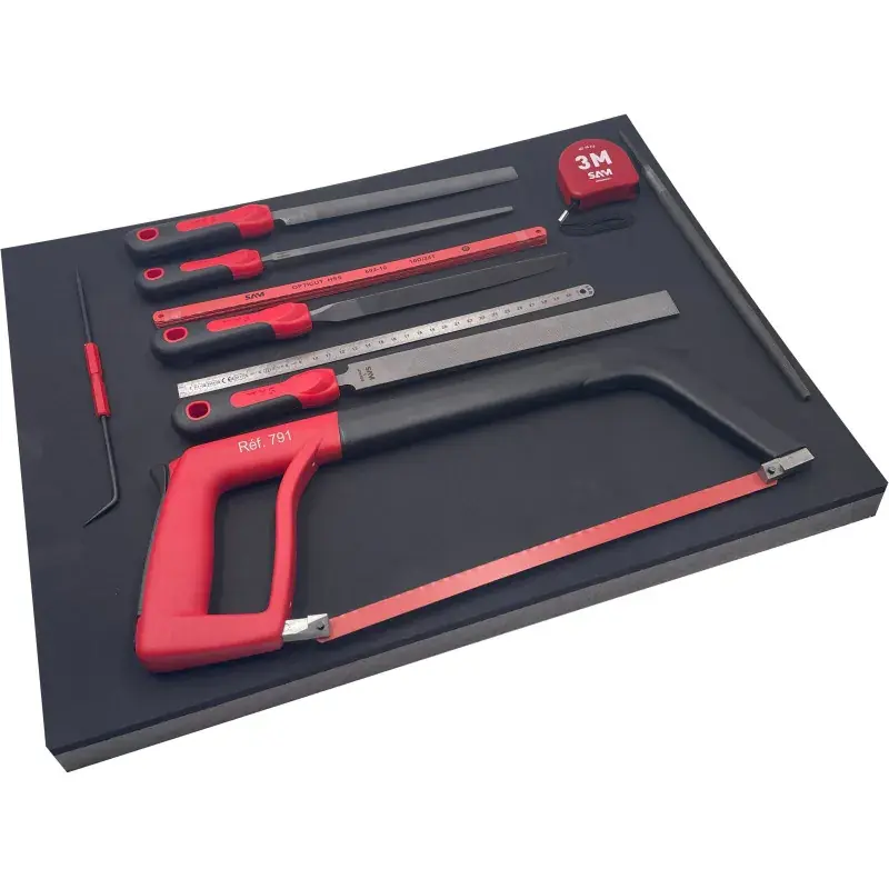 Module Mousse 3/3 – 9 Outils – Scies, Mesure, Lime SAM Outillage – 791-J9MM Expédition Rapide