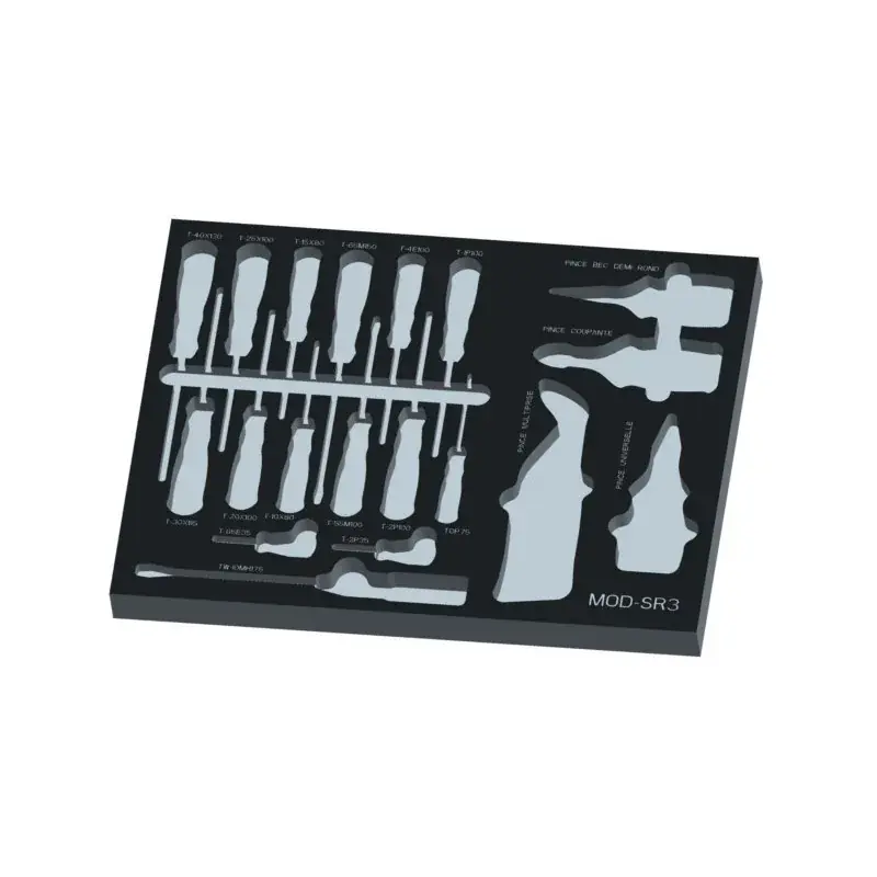 Nouvelle Collection Module Mousse 3/3 Vide Tiroir N° 3 Servante Service Rapide SAM Outillage - MOD-SR-3