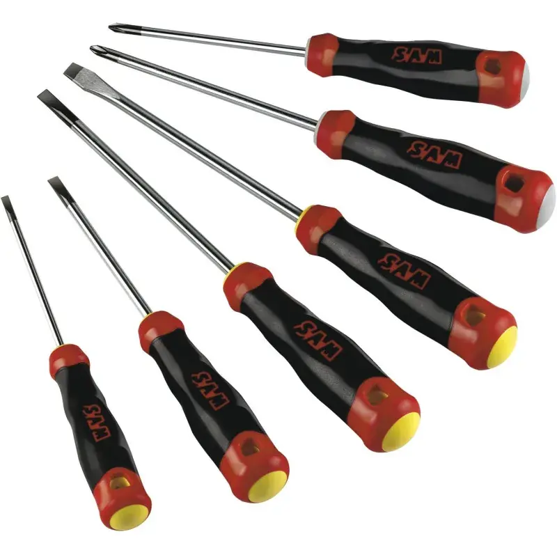 Promotion Tournevis Bi-Matiere Fente Et Phillips - Trousse De 6 SAM Outillage - T-J1