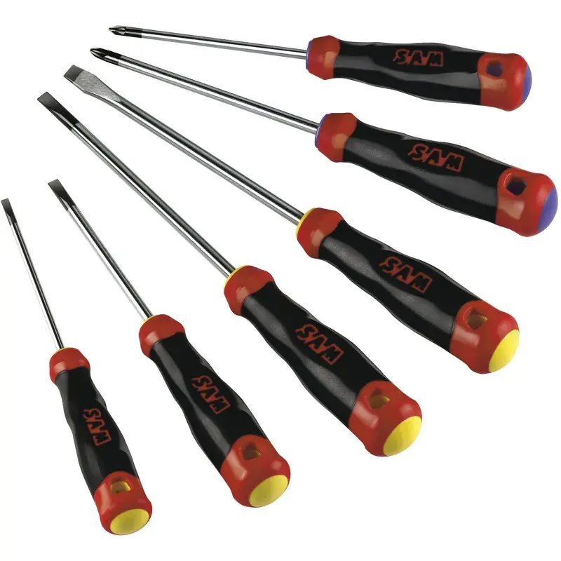 Vente Flash Tournevis Bi-Matiere Fente Et Pozidriv – Trousse De 6 SAM Outillage – T-J2