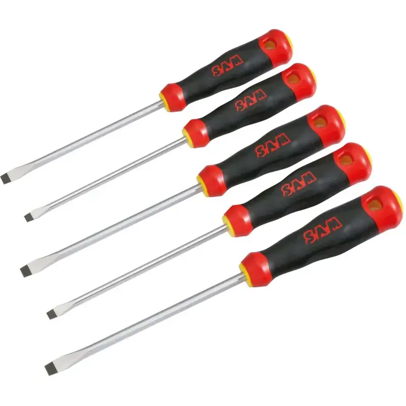 Must-Have Tournevis Bi-Matiere Fente Mecanicien - Jeu De 5 SAM Outillage - T-MJ5