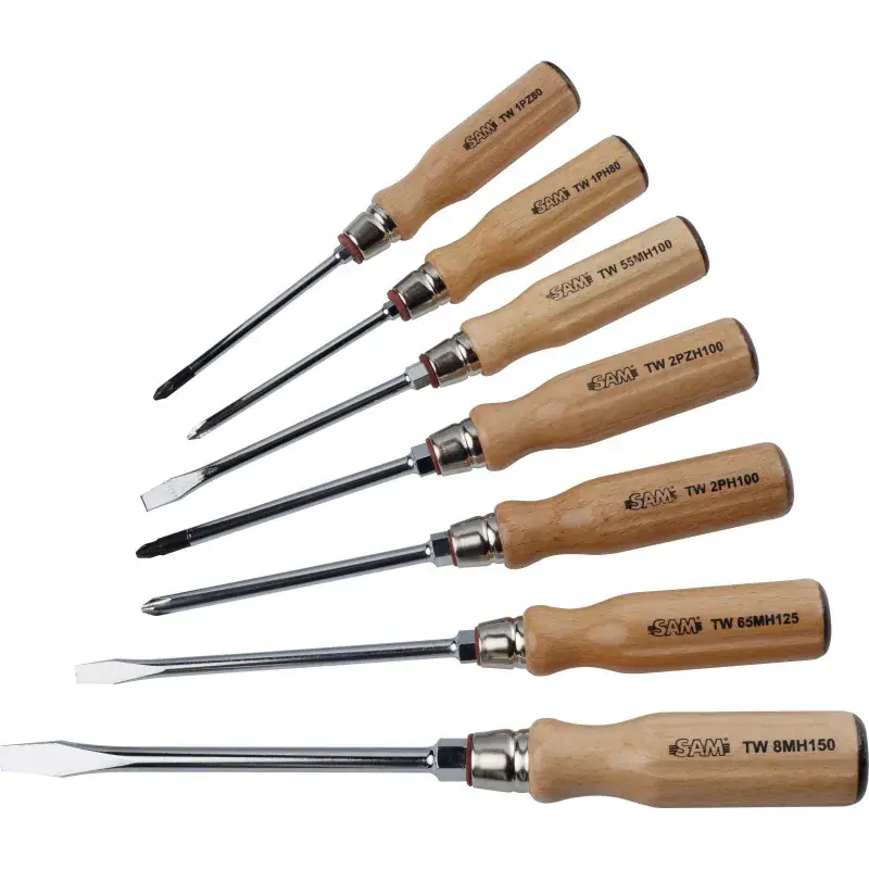 Tournevis Bois Fente Phillips Et Pozidriv - Jeu De 7 SAM Outillage - TW-J7 Nouveauté