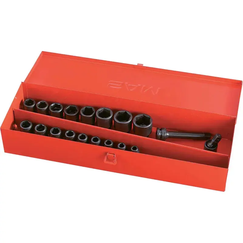 Prix Bas Douille A Chocs 1/2‘‘ 6 pans - Coffret 19 Outils De 9 A 32 Mm SAM Outillage - 72-NS19