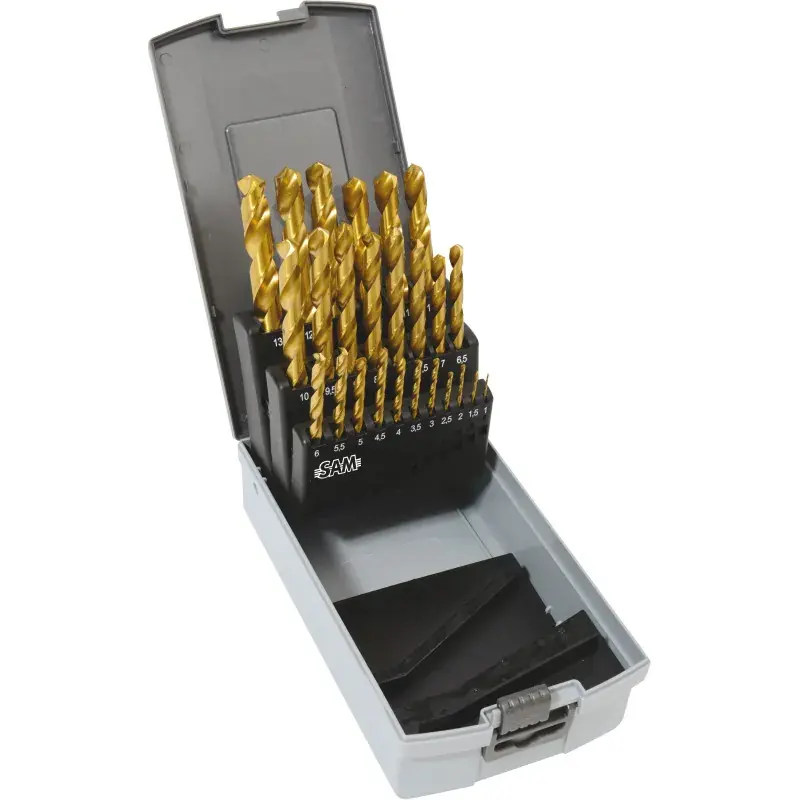 Commander Maintenant Foret Taille Meule Hss Tin 1-13 Mm – Coffret Polymere De 25 SAM Outillage – F2-C25