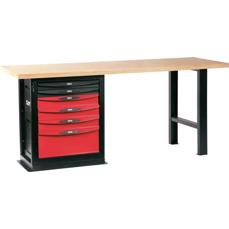 Remise Etabli Atelier - Plateau Bois 1,5 Metre - Coffre 6 Tiroirs SAM Outillage - 1506-PM