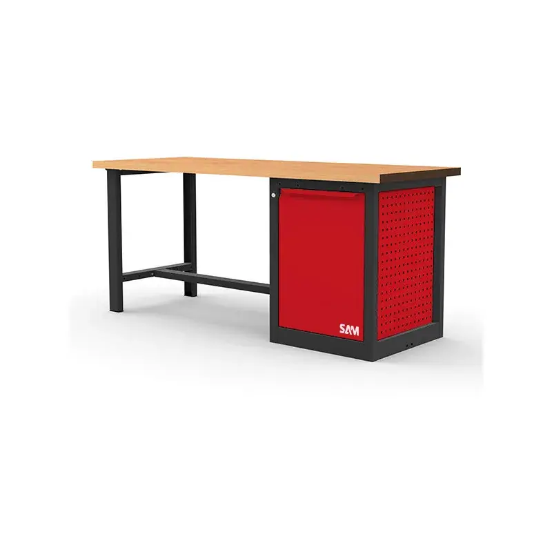 Etabli 2 Metres Avec Meuble 1 Tiroir (Interieur Poubelle) SAM Outillage - ETAB-200M1P Solde