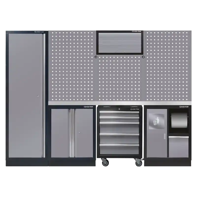 Mobilier D‘Atelier 4 Éléments – Gris Plan De Travail Inox King Tony – 87D11AKGTS Haute Qualité