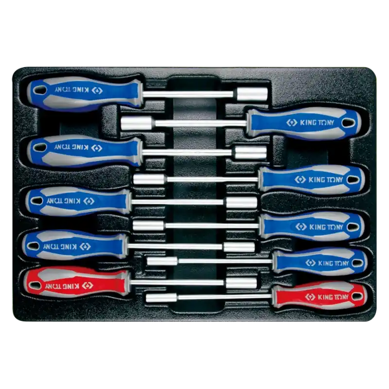 Produit De Marque Thermoformé De 10 Clés À Douilles Emmanchées King Tony - 930110CR