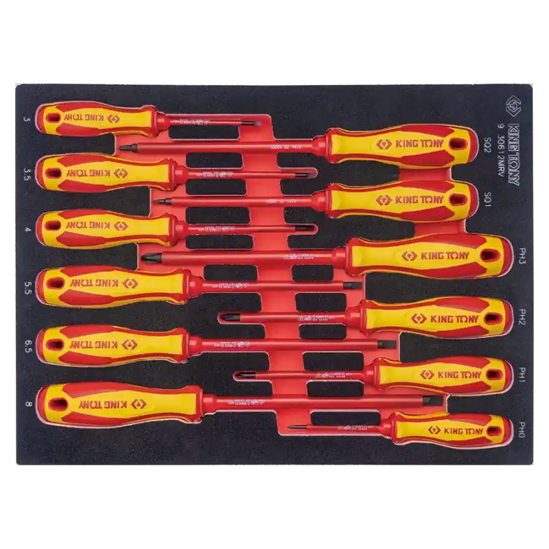 Soldes Module Mousse + Pp Tournevis Isolés Vde - 12 Pièces King Tony - 930612MRV
