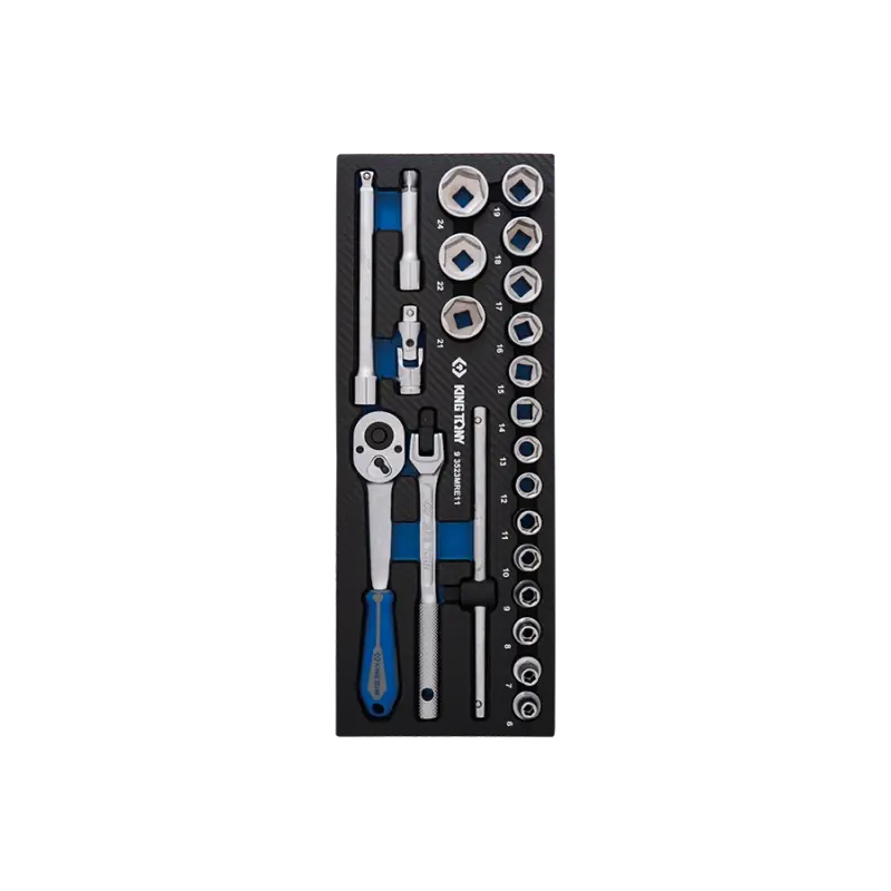 Prix Réduit Module Mousse + Pp 23 Pièces Douilles 3/8" Et Accessoires King Tony - 93523MRE11