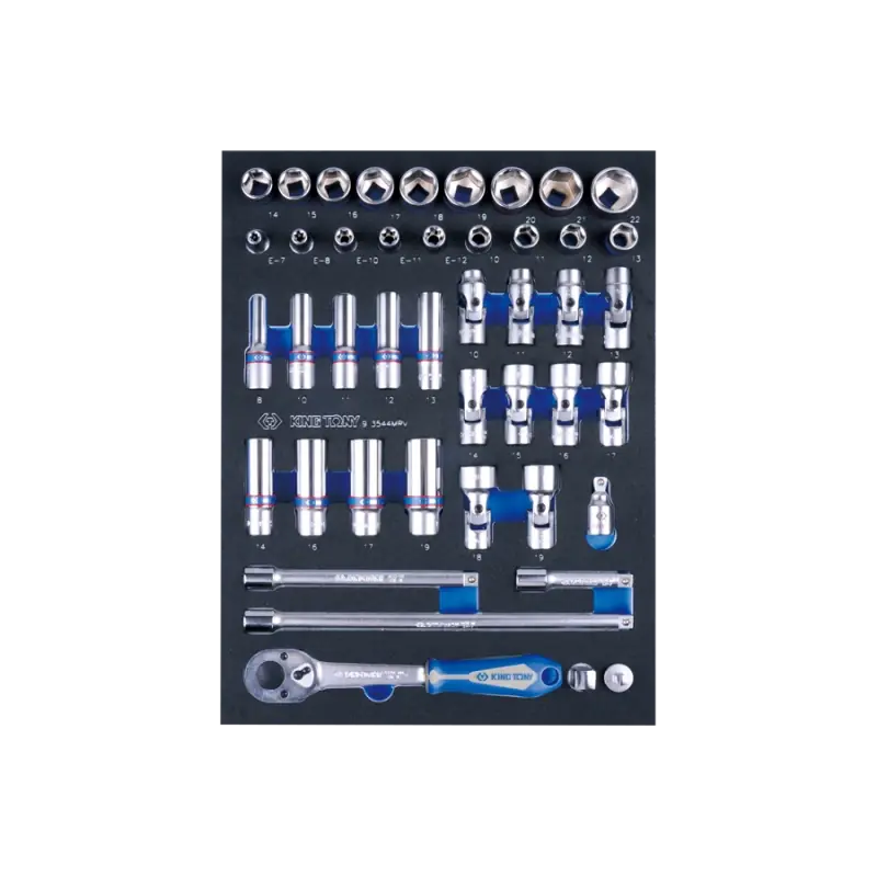 Expédition Rapide Module Mousse + Pp 44 Pièces Douilles 3/8" Et Accessoires King Tony - 93544MRV