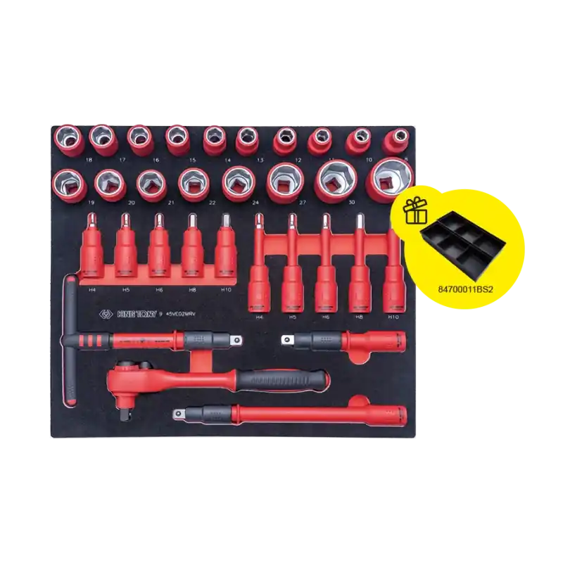 Module Mousse + Pp Douilles Et Accessoires Isolés 1/2" - 32 Pièces King Tony - 945VE02MRVP Prix Cassé